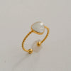 Wholesale Women's Stainless Steel Geometric Enamel 18K Plated Niche Style Open Ring