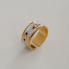 Wholesale Women's Stainless Steel Geometric Enamel 18K Plated Niche Style Open Ring