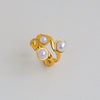 Wholesale Women's Stainless Steel Geometric Enamel 18K Plated Niche Style Open Ring