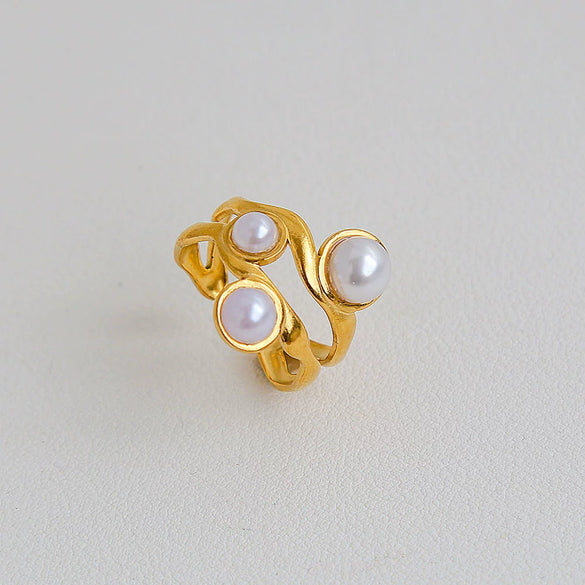 Wholesale Women's Stainless Steel Geometric Enamel 18K Plated Niche Style Open Ring