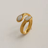 Wholesale Women's Stainless Steel Geometric Enamel 18K Plated Niche Style Open Ring