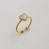 Wholesale Women's Stainless Steel Geometric Enamel 18K Plated Niche Style Open Ring