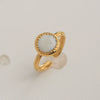 Wholesale Women's Stainless Steel Geometric Enamel 18K Plated Niche Style Open Ring