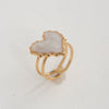 Wholesale Women's Stainless Steel Geometric Enamel 18K Plated Niche Style Open Ring