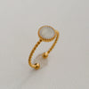Wholesale Women's Stainless Steel Geometric Enamel 18K Plated Niche Style Open Ring