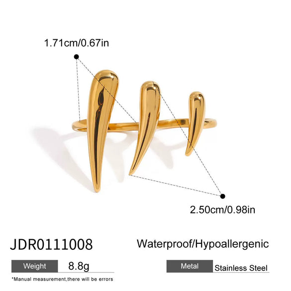 Wholesale Women's Stainless Steel Geometric Exaggerated Claws Adjustable Opening Ring Jewelry With Electroplating