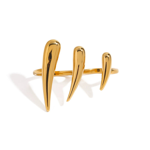 Wholesale Women's Stainless Steel Geometric Exaggerated Claws Adjustable Opening Ring Jewelry With Electroplating