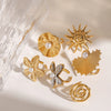 Wholesale Women's Stainless Steel Geometric Exaggerated Flower Ring With Electroplating Treatment