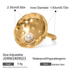 Wholesale Women's Stainless Steel Geometric Exaggerated Hammer Pearl Open Ring 18K Gold Plated