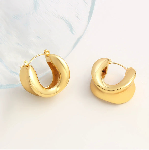 Wholesale Women's Stainless Steel Geometric Exaggerated Metal Earrings With Electroplating