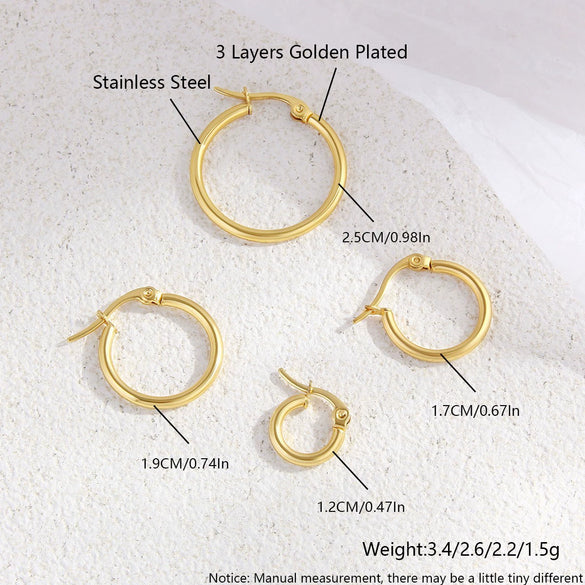 Wholesale Women's Stainless Steel Geometric Exaggerated Metal Earrings With Electroplating