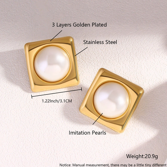 Wholesale Women's Stainless Steel Geometric Exaggerated Metal Earrings With Electroplating