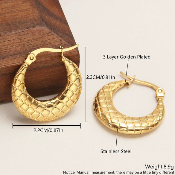 Wholesale Women's Stainless Steel Geometric Exaggerated Metal Earrings With Electroplating