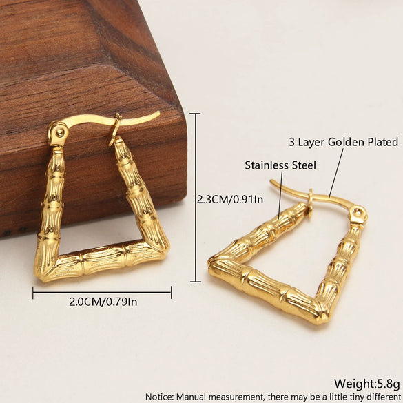 Wholesale Women's Stainless Steel Geometric Exaggerated Metal Earrings With Electroplating