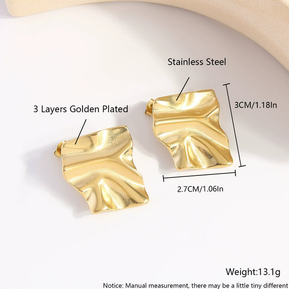 Wholesale Women's Stainless Steel Geometric Exaggerated Metal Earrings With Electroplating