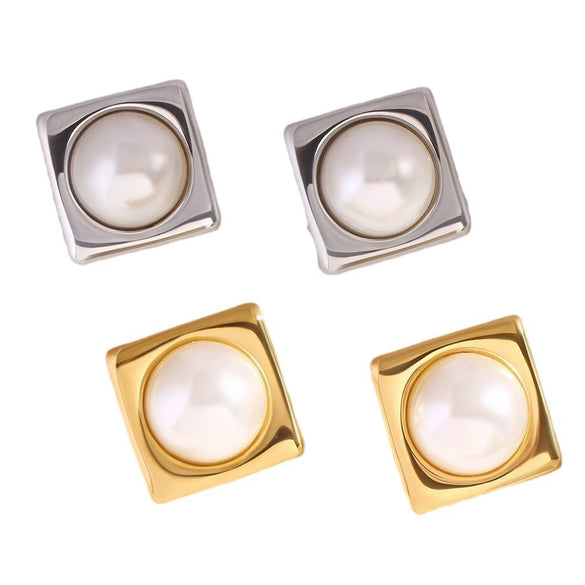Wholesale Women's Stainless Steel Geometric Exaggerated Metal Earrings With Electroplating