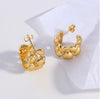 Wholesale Women's Stainless Steel Geometric Exaggerated Metal Earrings With Electroplating