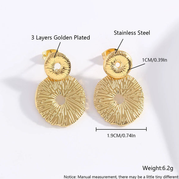 Wholesale Women's Stainless Steel Geometric Exaggerated Metal Earrings With Electroplating