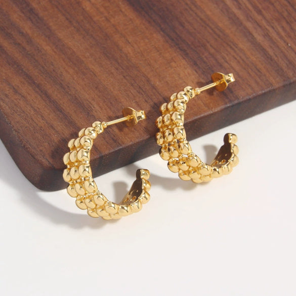 Wholesale Women's Stainless Steel Geometric Exaggerated Metal Earrings With Electroplating