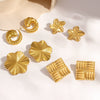 Wholesale Women's Stainless Steel Geometric Exaggerated Metal Earrings With Electroplating