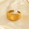Wholesale Women's Stainless Steel Geometric Exaggerated Oil Pressure Ring With 18K Gold Plated Electroplating Treatment