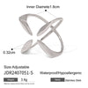 Wholesale Women's Stainless Steel Geometric Exaggerated Opening Ring With Electroplating