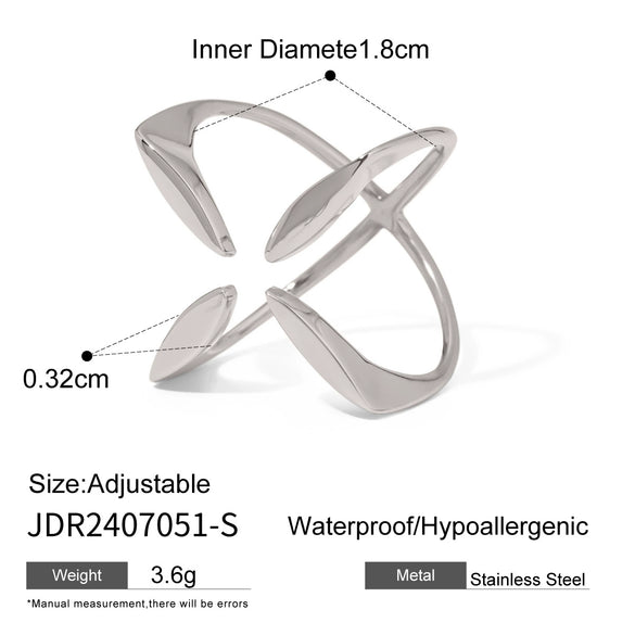 Wholesale Women's Stainless Steel Geometric Exaggerated Opening Ring With Electroplating