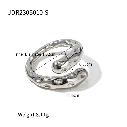 Wholesale Women's Stainless Steel Geometric Exaggerated Opening Ring With Electroplating