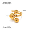 Wholesale Women's Stainless Steel Geometric Exaggerated Three Spherical Opening Ring Jewelry With Electroplating And French Retro Style