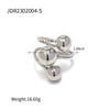 Wholesale Women's Stainless Steel Geometric Exaggerated Three Spherical Opening Ring Jewelry With Electroplating And French Retro Style