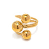Wholesale Women's Stainless Steel Geometric Exaggerated Three Spherical Opening Ring Jewelry With Electroplating And French Retro Style