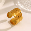 Wholesale Women's Stainless Steel Geometric Exaggerated Wide Retro Irregular Ring With Electroplating
