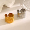 Wholesale Women's Stainless Steel Geometric Exaggerated Wide Retro Irregular Ring With Electroplating