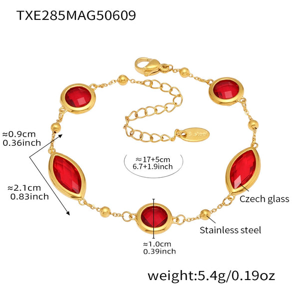 Wholesale Women's 316L Stainless Steel Geometric Faceted Glass Bead Bracelet Electroplated Hand Jewelry