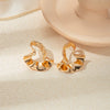 Wholesale Women's Stainless Steel Geometric Fan Shaped Earrings With Electroplating And Hollow Design Street Style