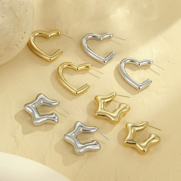 Wholesale Women's Stainless Steel Geometric Fashion Earrings With Electroplating Treatment