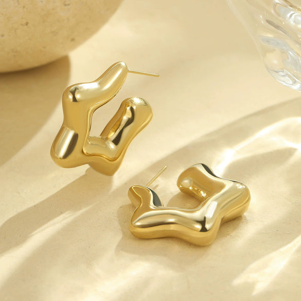Wholesale Women's Stainless Steel Geometric Fashion Earrings With Electroplating Treatment