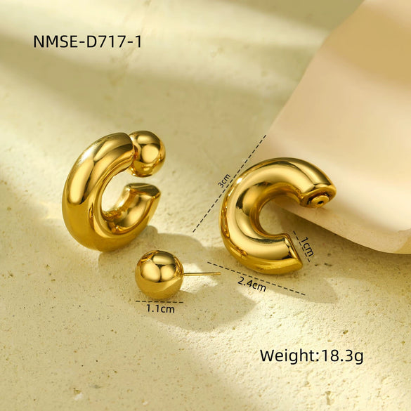 Wholesale Women's Stainless Steel Geometric Fashion Earrings With Electroplating