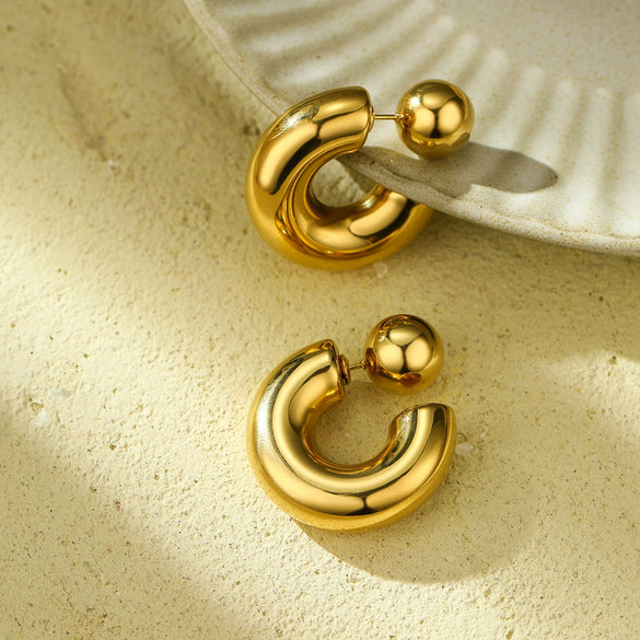 Wholesale Women's Stainless Steel Geometric Fashion Earrings With Electroplating