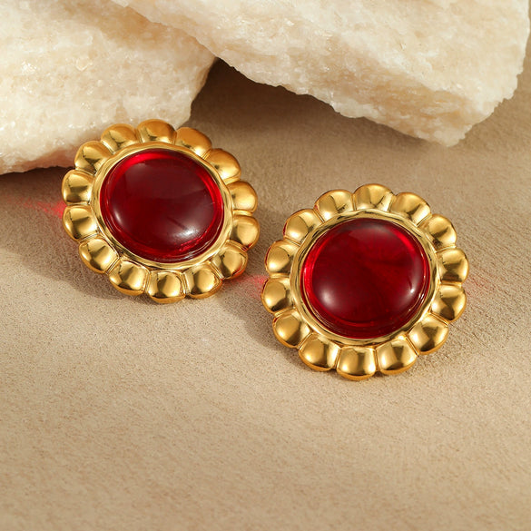 Wholesale Women's Stainless Steel Geometric Fashion Ol Style Electroplated Imitation Agate Earrings