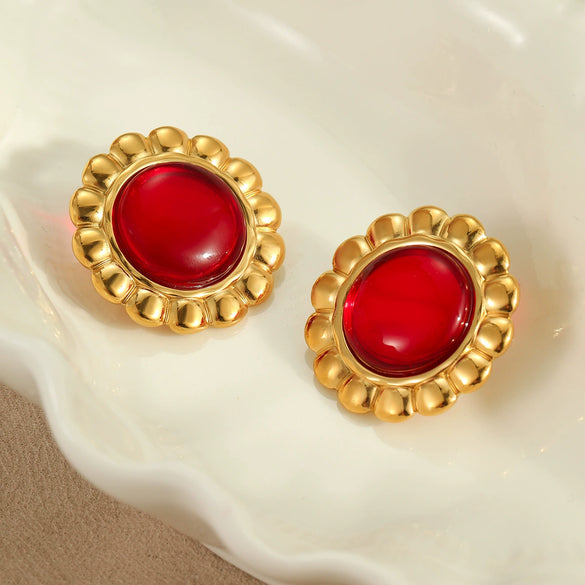 Wholesale Women's Stainless Steel Geometric Fashion Ol Style Electroplated Imitation Agate Earrings