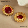 Wholesale Women's Stainless Steel Geometric Fashion Ol Style Electroplated Imitation Agate Earrings