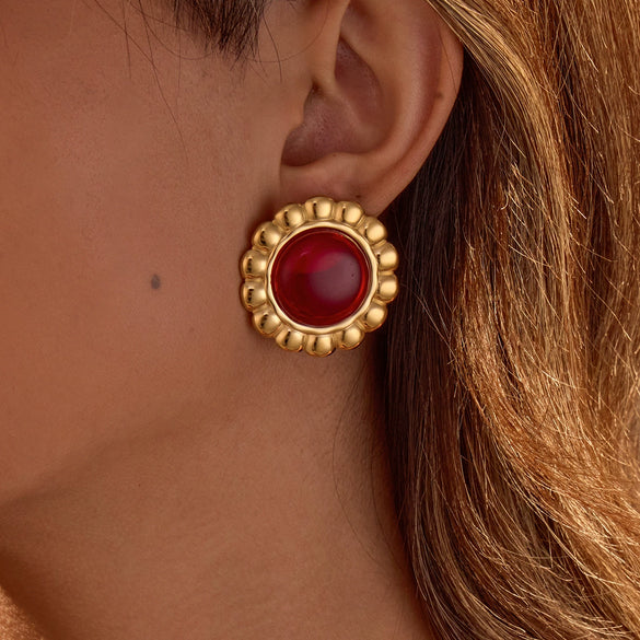 Wholesale Women's Stainless Steel Geometric Fashion Ol Style Electroplated Imitation Agate Earrings