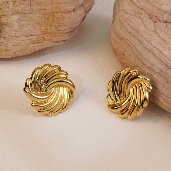 Wholesale Women's Stainless Steel Geometric Fashion Ol Style Retro Earrings With Electroplating