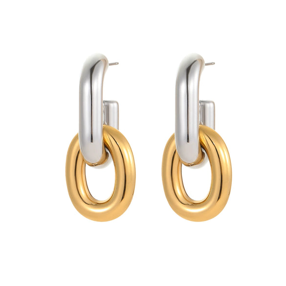 Wholesale Women's Stainless Steel Geometric Fashion Retro Electroplated Earrings