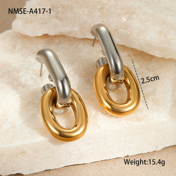 Wholesale Women's Stainless Steel Geometric Fashion Retro Electroplated Earrings