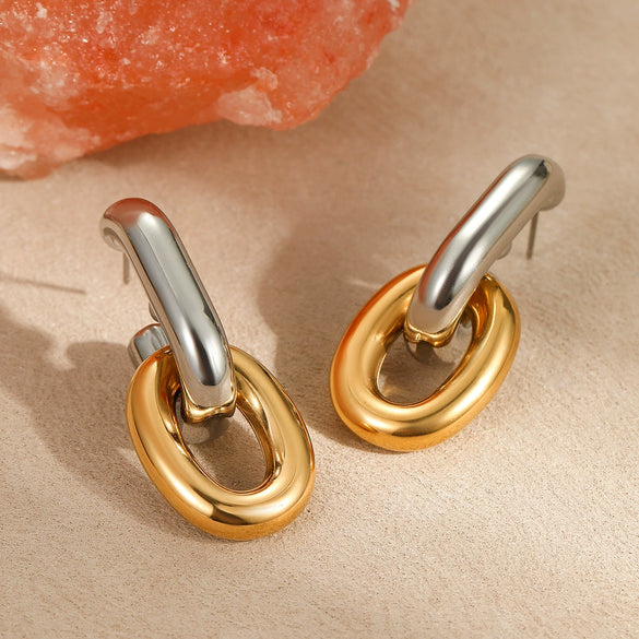 Wholesale Women's Stainless Steel Geometric Fashion Retro Electroplated Earrings