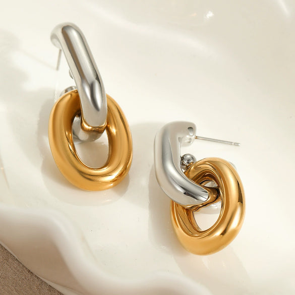 Wholesale Women's Stainless Steel Geometric Fashion Retro Electroplated Earrings