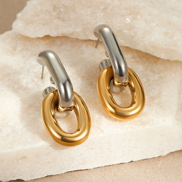 Wholesale Women's Stainless Steel Geometric Fashion Retro Electroplated Earrings