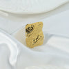 Wholesale Women's Stainless Steel Geometric Fashion Ring With Electroplating And Irregular Texture Relief Twill Design